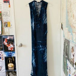 Halston Heritage Printed Double-Slit Dress